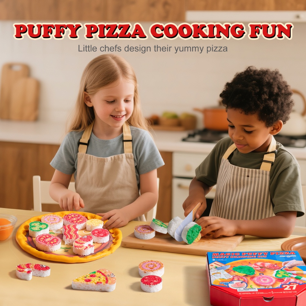 Jar Meló - Magic Puffy Pizza Kit - 3D Art & Pretend Play Cooking Set - Image 8