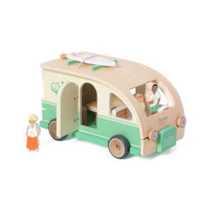 Classic World - Pretend & Play Camper Van Doll House - Wooden Play Set - 9pcs