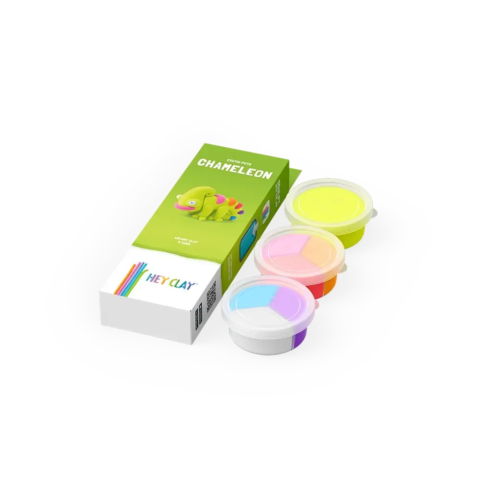 Hey Clay - Modelling Air-Dry Clay with Fun Interactive App - Chameleon, Series Exotic Pets, 3 cans - Image 4