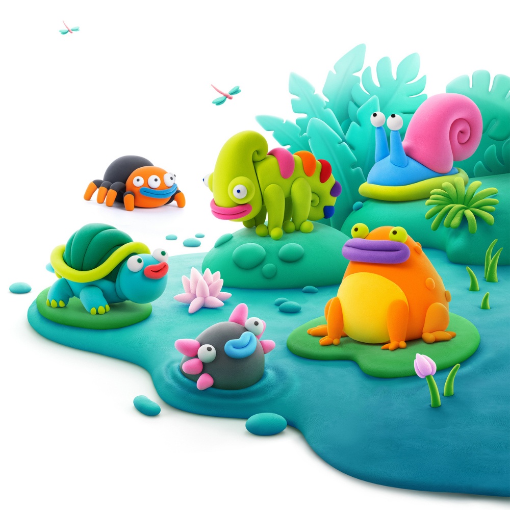 Hey Clay - Modelling Air-Dry Clay with Fun Interactive App - Exotic Pets, 15 cans - Image 3