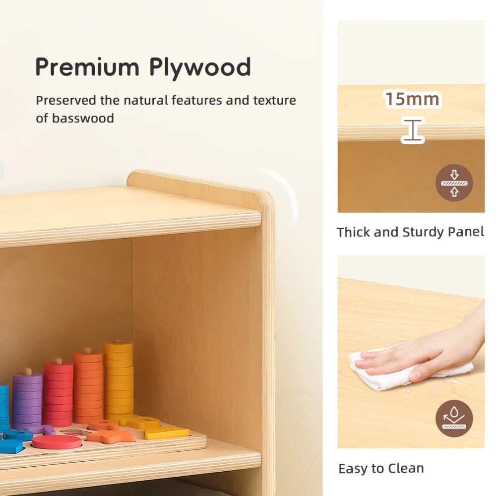 TookyToy - Wooden Shelf and Toy Storage for Kids Room: Plywood 60x114cm - Image 9