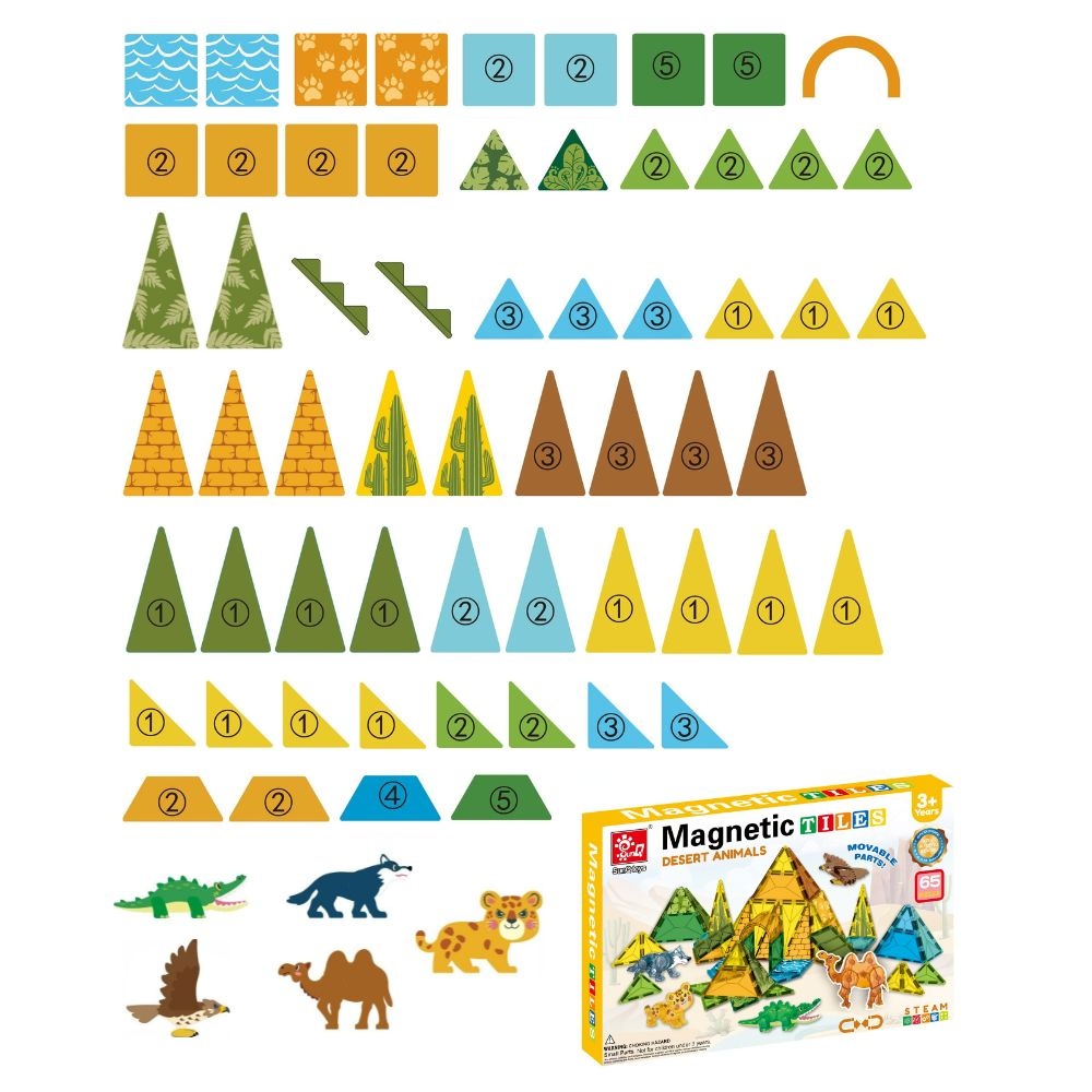 Magnetic Tiles - Desert Animals Set - 65 Pieces - Image 6