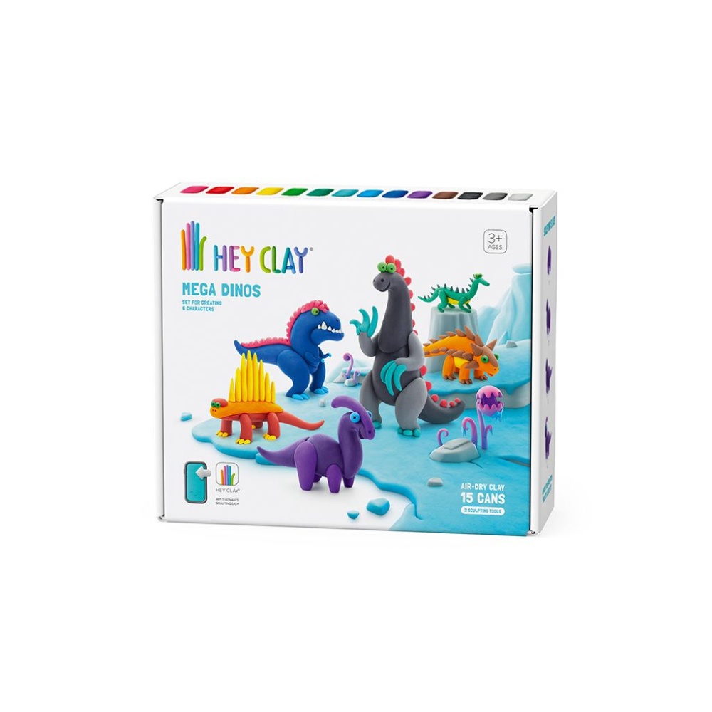 Hey Clay - Modelling Air-Dry Clay with Fun Interactive App - Mega Dinos, 15 cans - Image 5