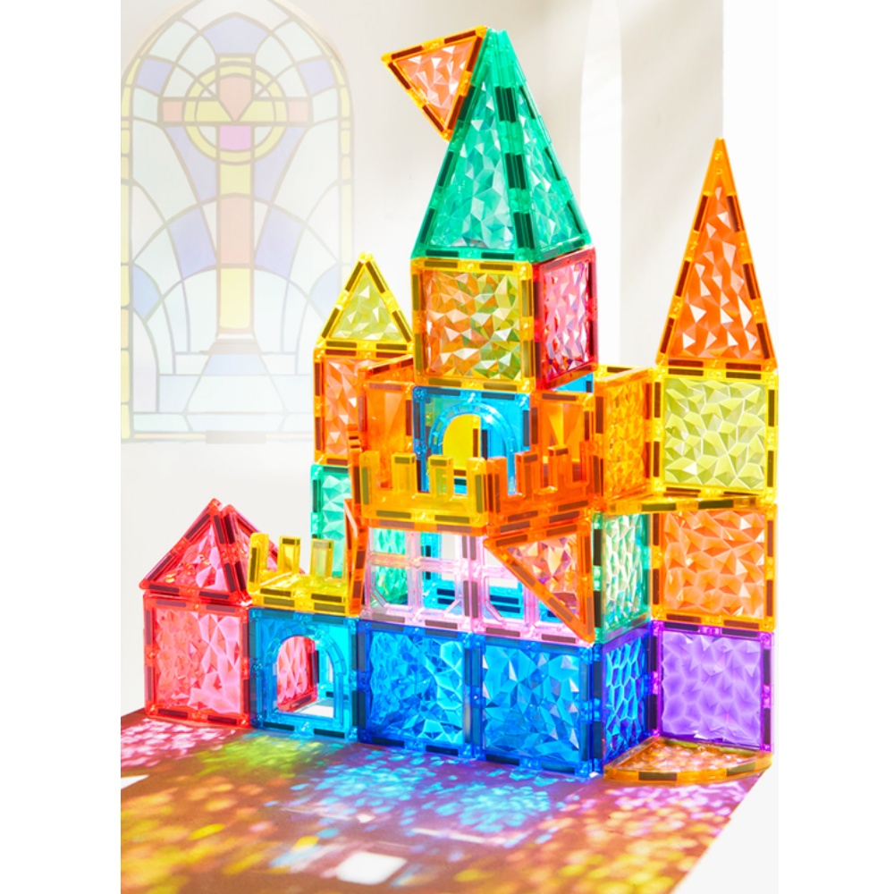 Mideer - Colourful Magnetic Tiles Building Set - Iridescent Rainbow - 90pcs - Image 9