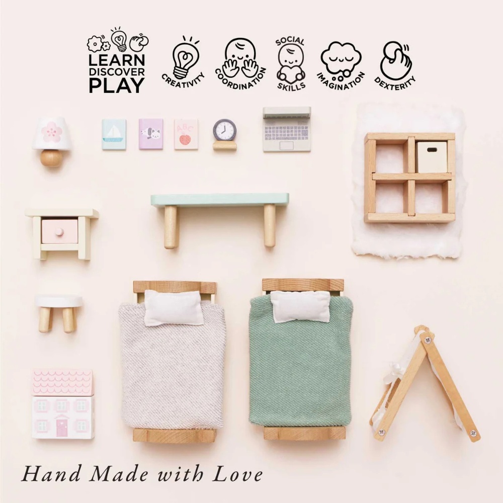 Le Toy Van - Pretend & Play - Dolls House Furniture: Child's Bedroom - 24pcs - Image 4