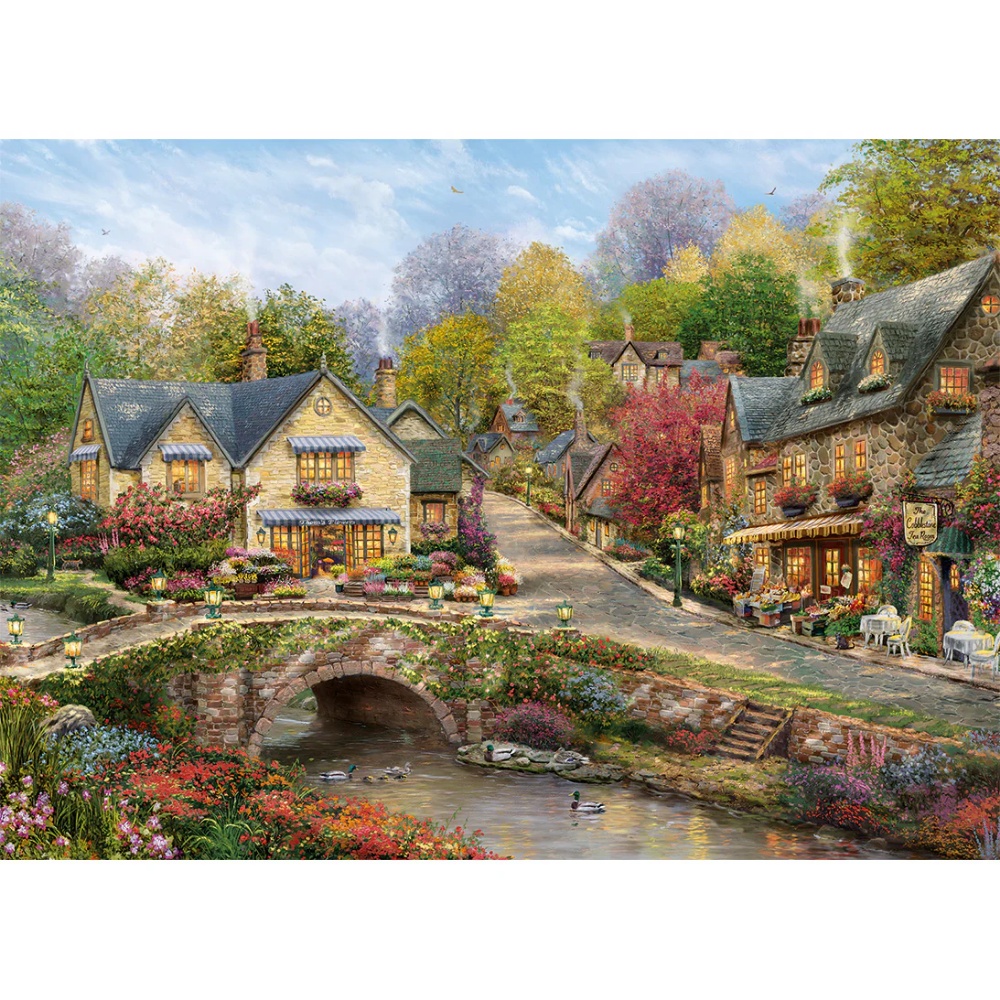 Gibsons - Thomas Kinkade: Summer in Cobblestone Village - 1000 Piece Jigsaw Puzzle - Image 2