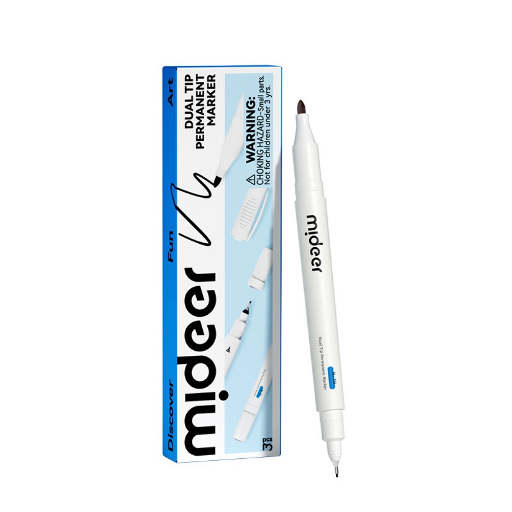 Mideer - Dual-Tip Permanent Markers Fine & Broad Waterproof 3 Pack - Image 4
