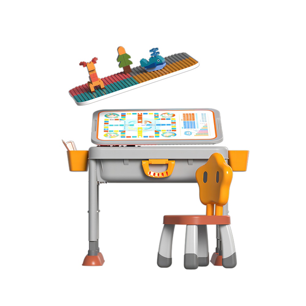 Feelo - 3-in-1 Multi-Functional Building Block Table & Chair (Adjustable) - 55 Pieces-** - Image 2