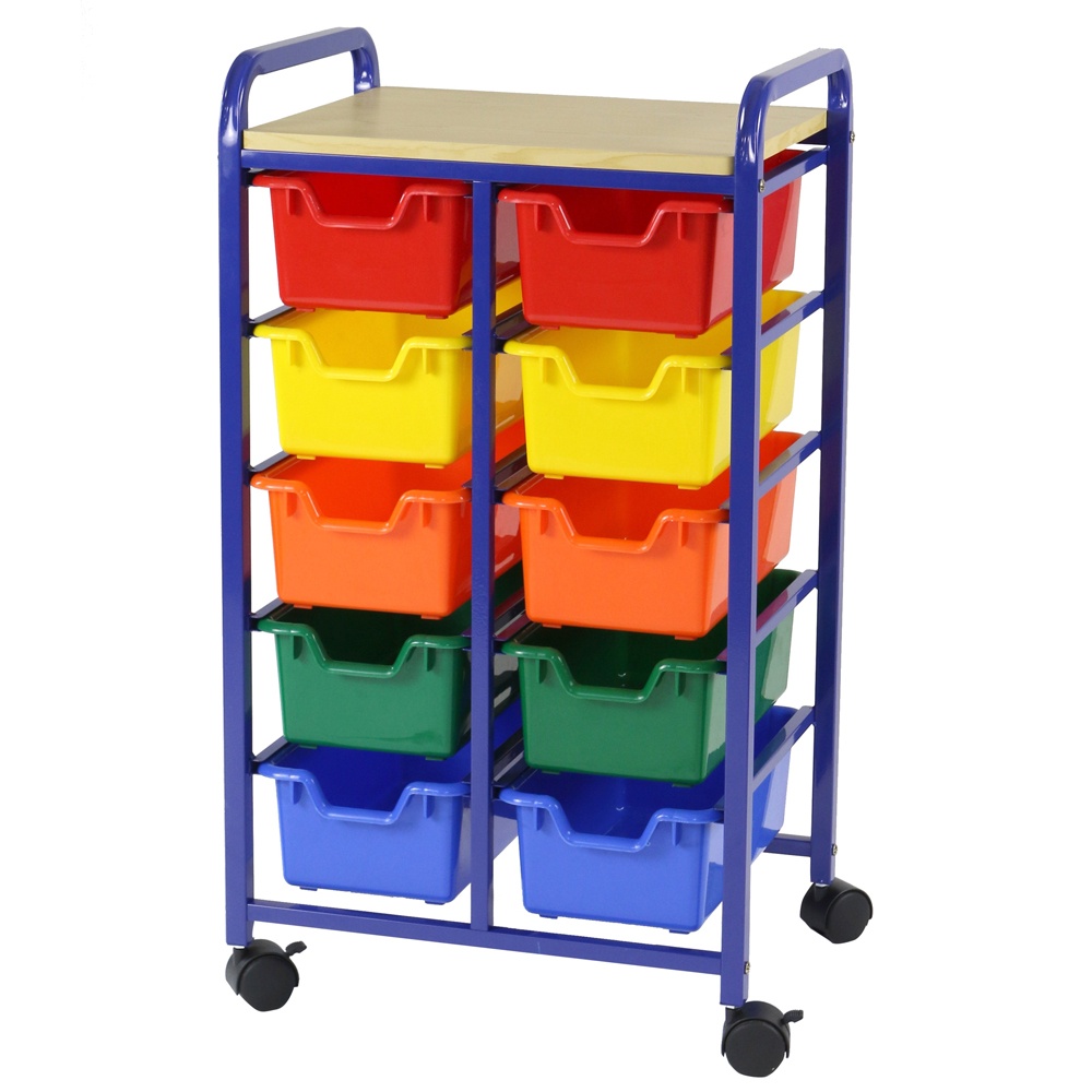 Greenbean - Storage Bin Organiser with Rolling Wheels - 10 Multi-Coloured Bins - Image 2