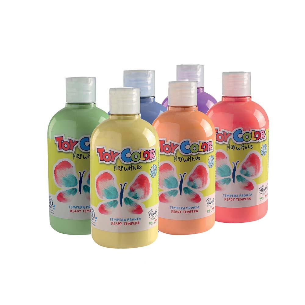 Toy Color - Superwashable Ready-Mix Tempera Paint for Kids - Pastel Shades - Bulk Pack 6 x 500ml - Image 2