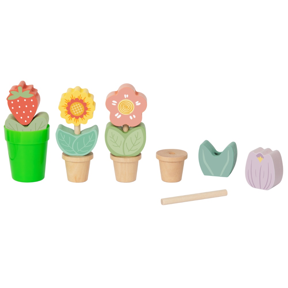 TookyToy - Pretend Play Wooden Gardening Cart Set - 53 Pieces - Image 4