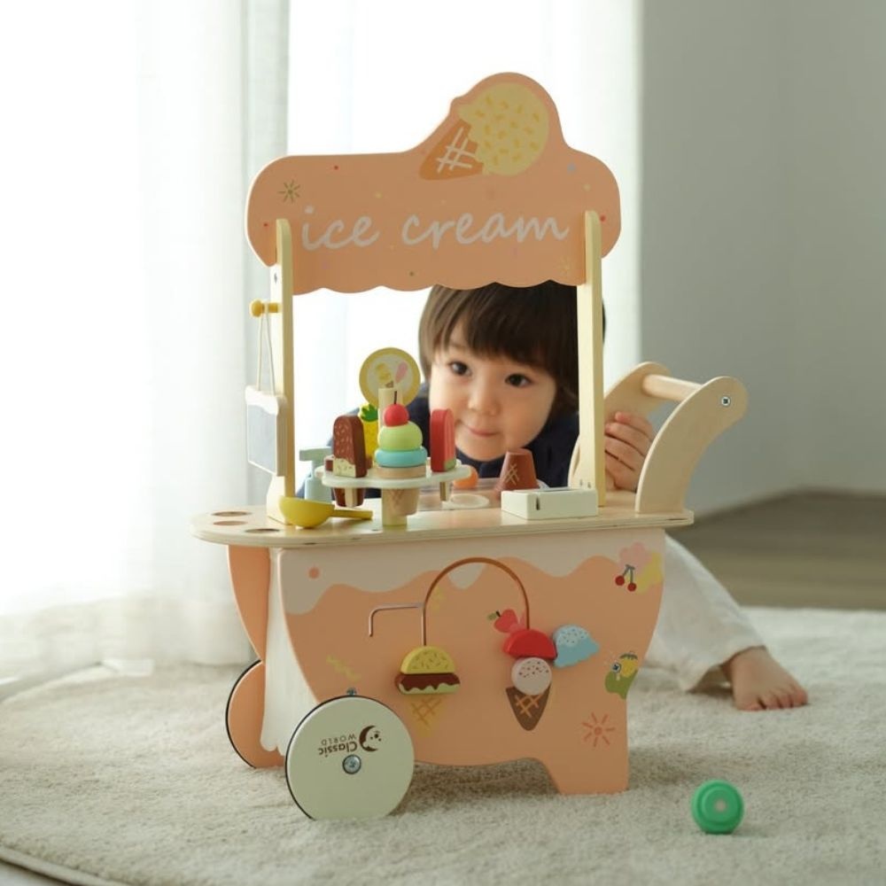 Classic World - Pretend & Play - Wooden Ice Cream Cart - 40pcs - Image 2