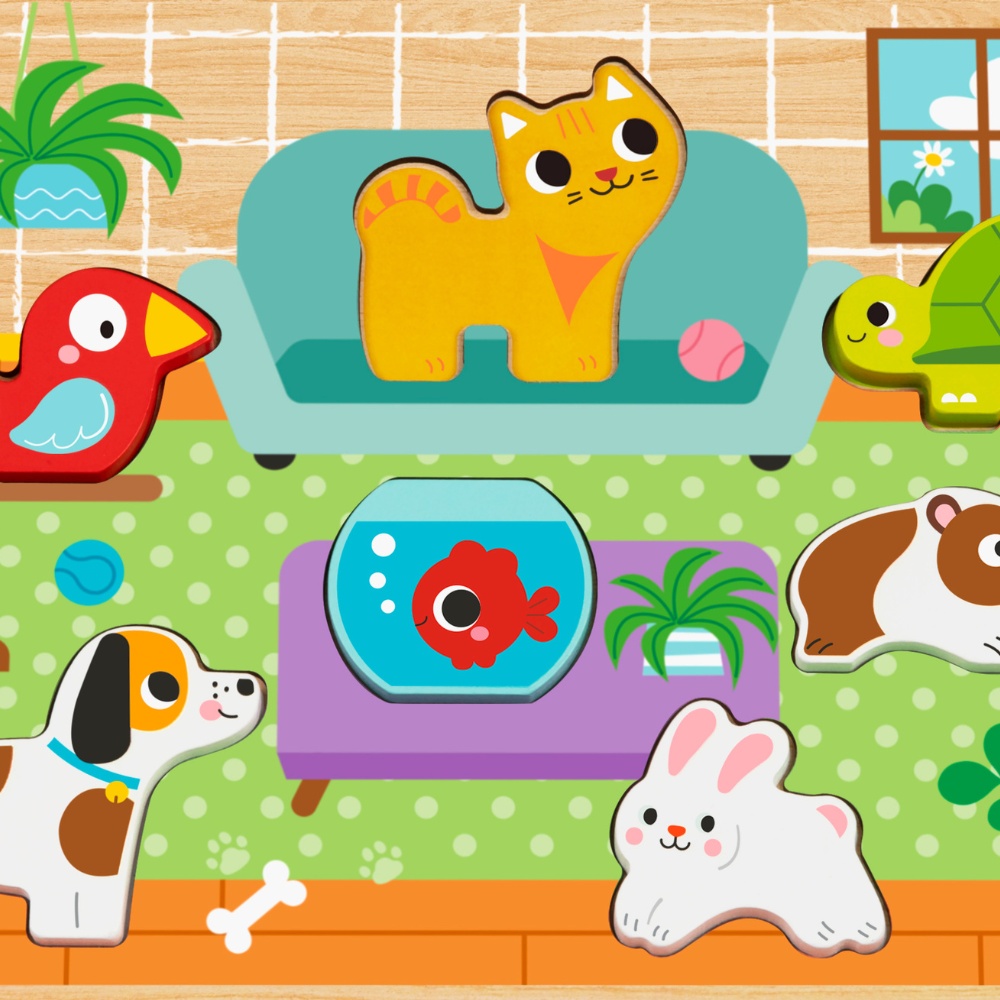 hi Pando - Chunky Wooden Puzzle - Pets - 8pcs - Image 2