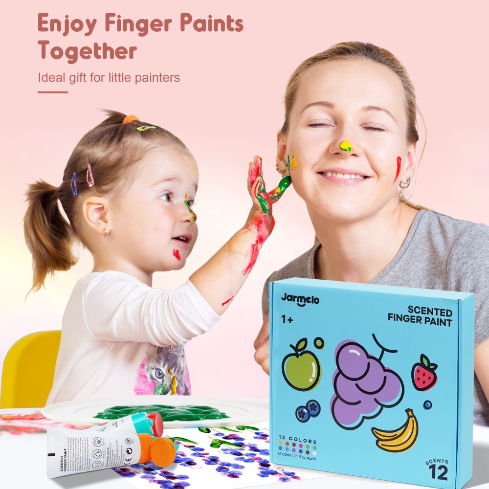 Jar Meló - Scented Finger Paint Set - 12 Colours for Kids Art & Sensory Play - Image 5