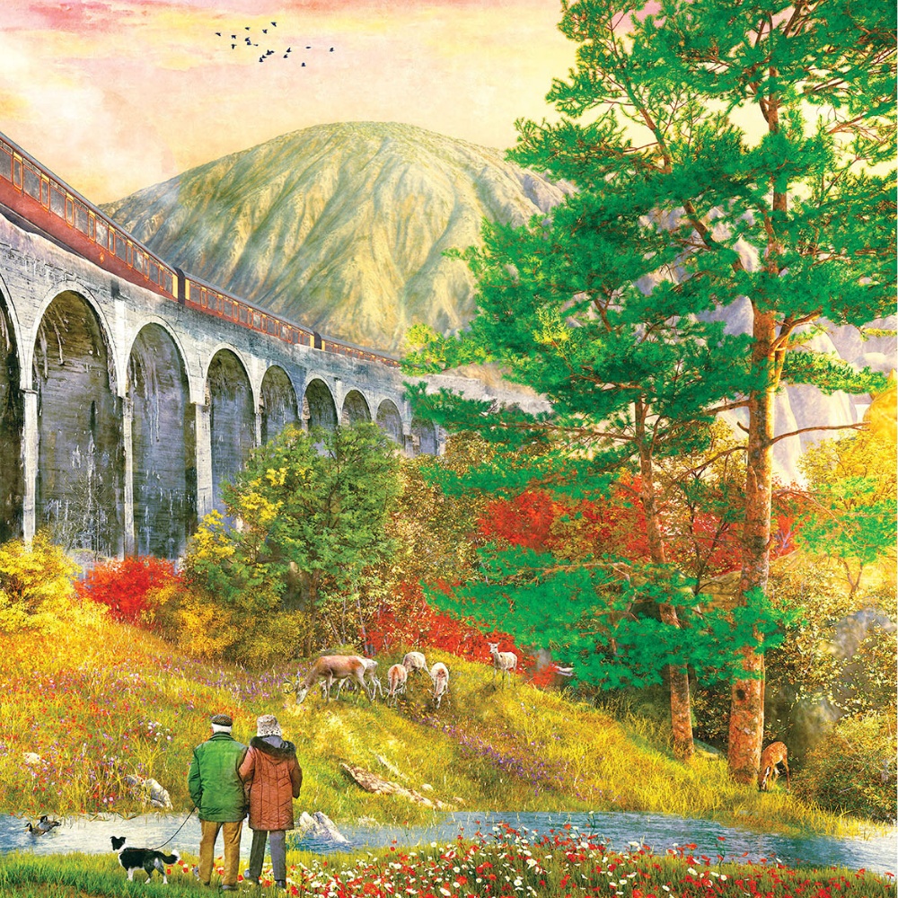 Gibsons - Crossing Glenfinnan Viaduct - 1000 Piece Jigsaw Puzzle - Image 3