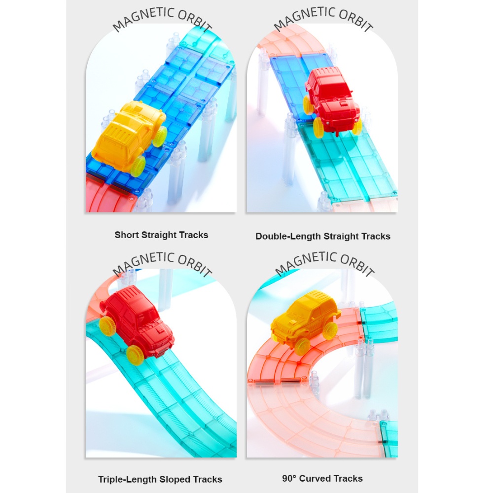 Mideer - Racing Track Grooved Magnetic Tiles Building Set - Image 5