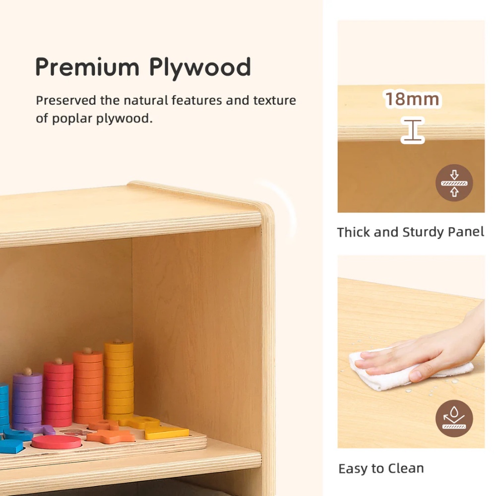 TookyToy - Wooden Shelf and Toy Storage for Kids Room: Plywood 60x63cm - Image 9
