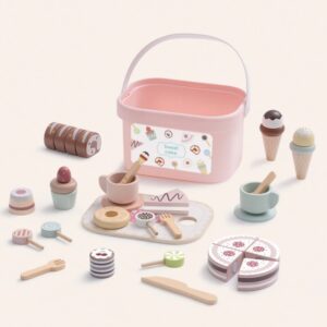 TookyToy - Wooden Tea Party Set in Portable Storage Box - 34 Pieces