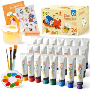 Jar Meló - Portable Gouache Paint Set for Kids - 24 Colours with Brushes & Paper