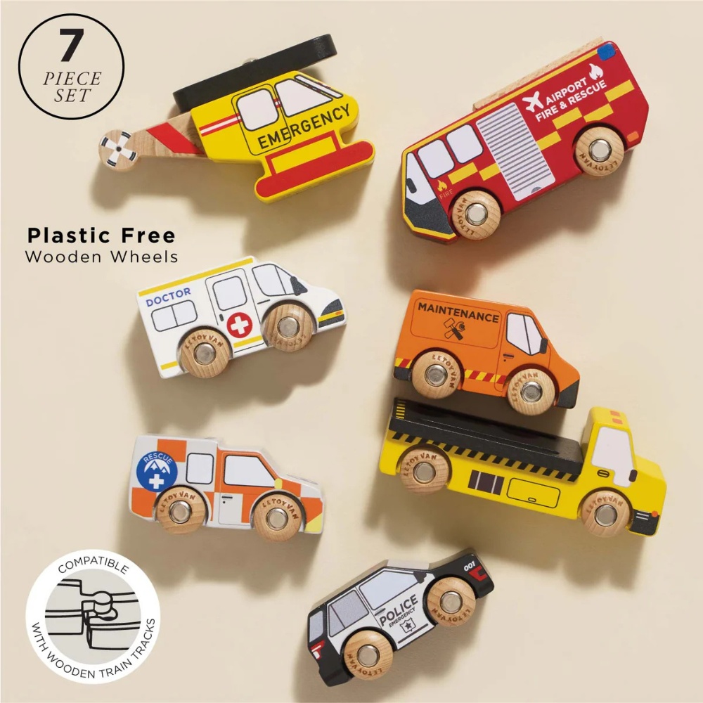Le Toy Van - Wooden Emergency Helicopter & Rescue Toy Cars - Image 2
