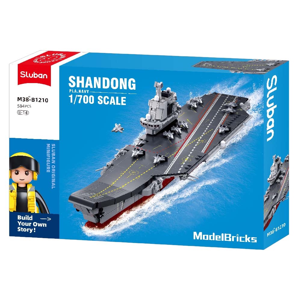 Sluban Building Set: Model Bricks - Aircraft Carrier Shandong 1/700 Scale - 584 Pieces
