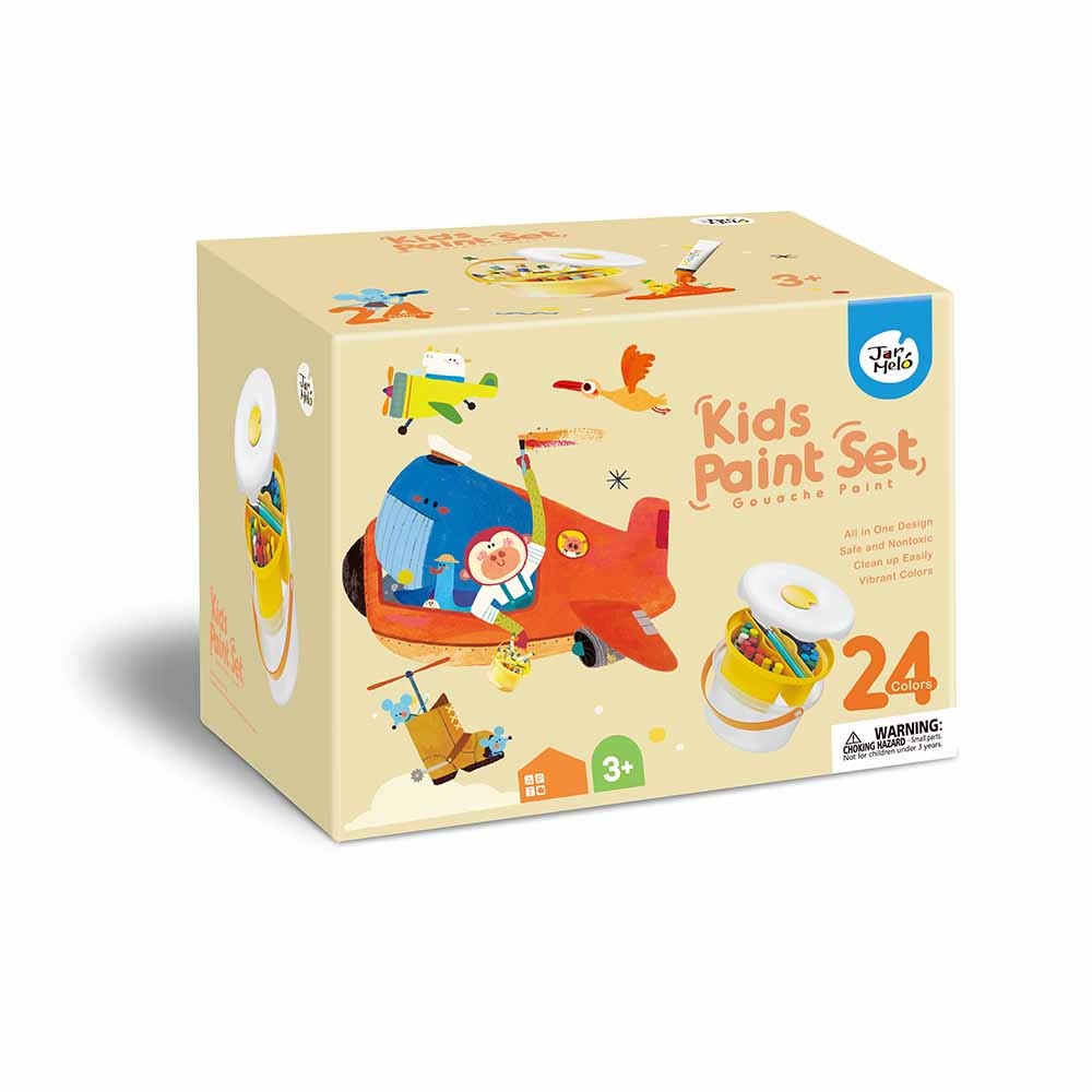 Jar Meló - Portable Gouache Paint Set for Kids - 24 Colours with Brushes & Paper - Image 6