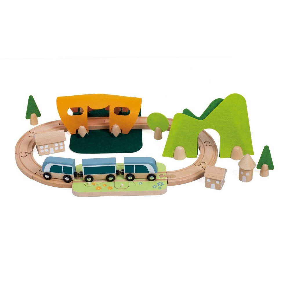Classic World - Pretend & Play - Wooden Train Set - Forest 40 Piece - Image 5