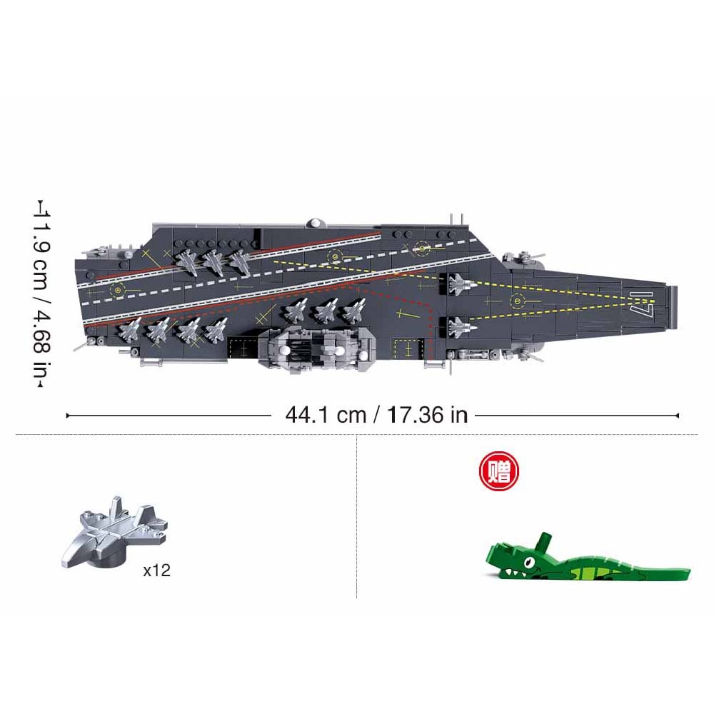 Sluban Building Set: Model Bricks - Aircraft Carrier Shandong 1/700 Scale - 584 Pieces - Image 5
