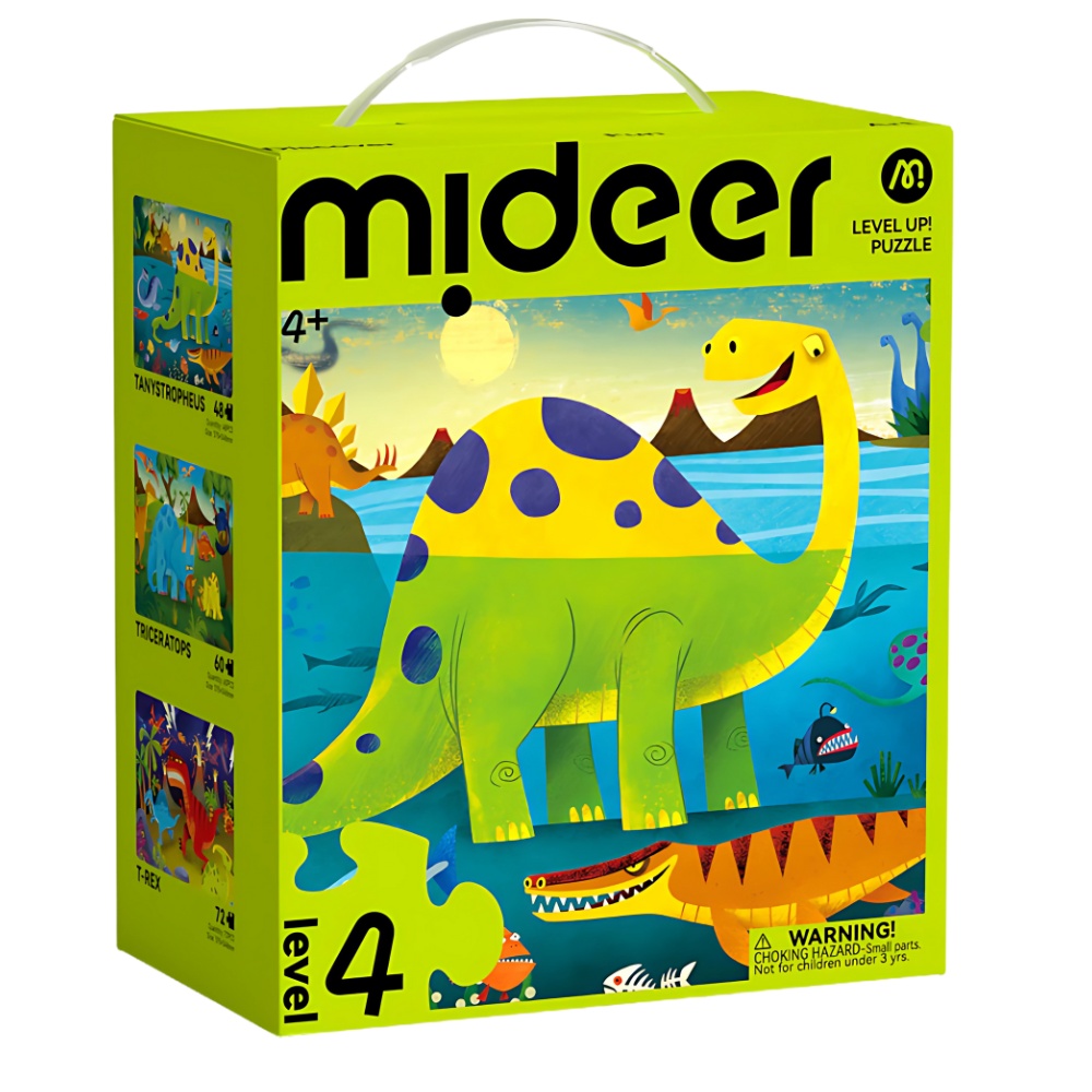 Mideer - Level Up Jigsaw Puzzle for Kids - 3-in-1 - Level 4 Dinosaur World
