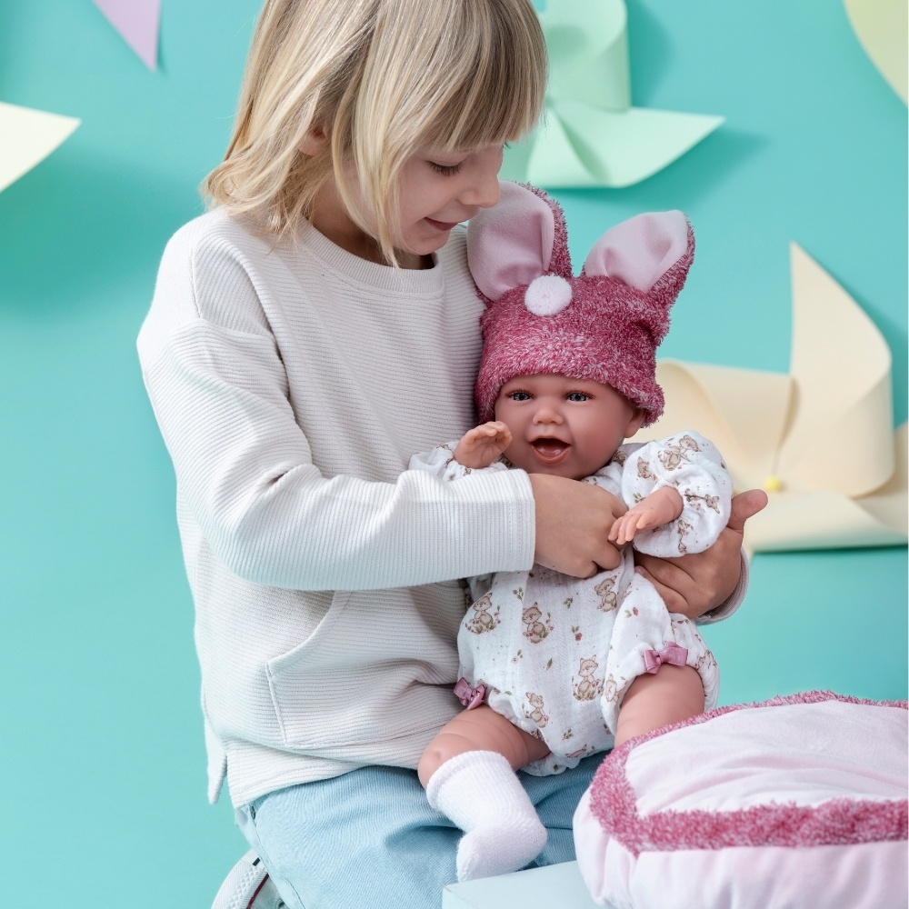 Llorens - Baby Girl Doll with Laughing Mechanism, Outfit & Pink Cushion: Mimi - 42cm - Image 3
