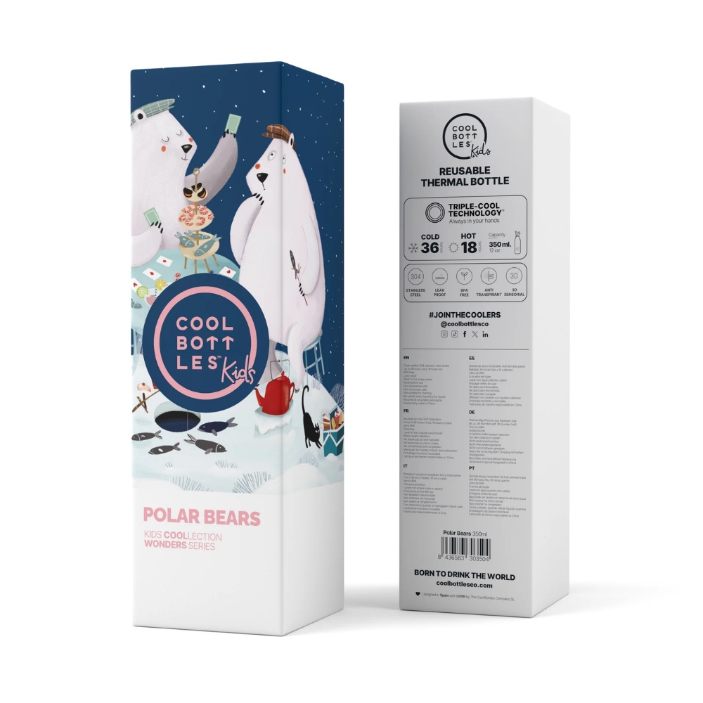 Cool Bottles - Kids Triple-Insulated Water Bottle - Polar Bears 350ml - Image 5