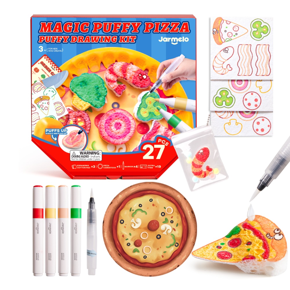 Jar Meló - Magic Puffy Pizza Kit - 3D Art & Pretend Play Cooking Set - Image 2