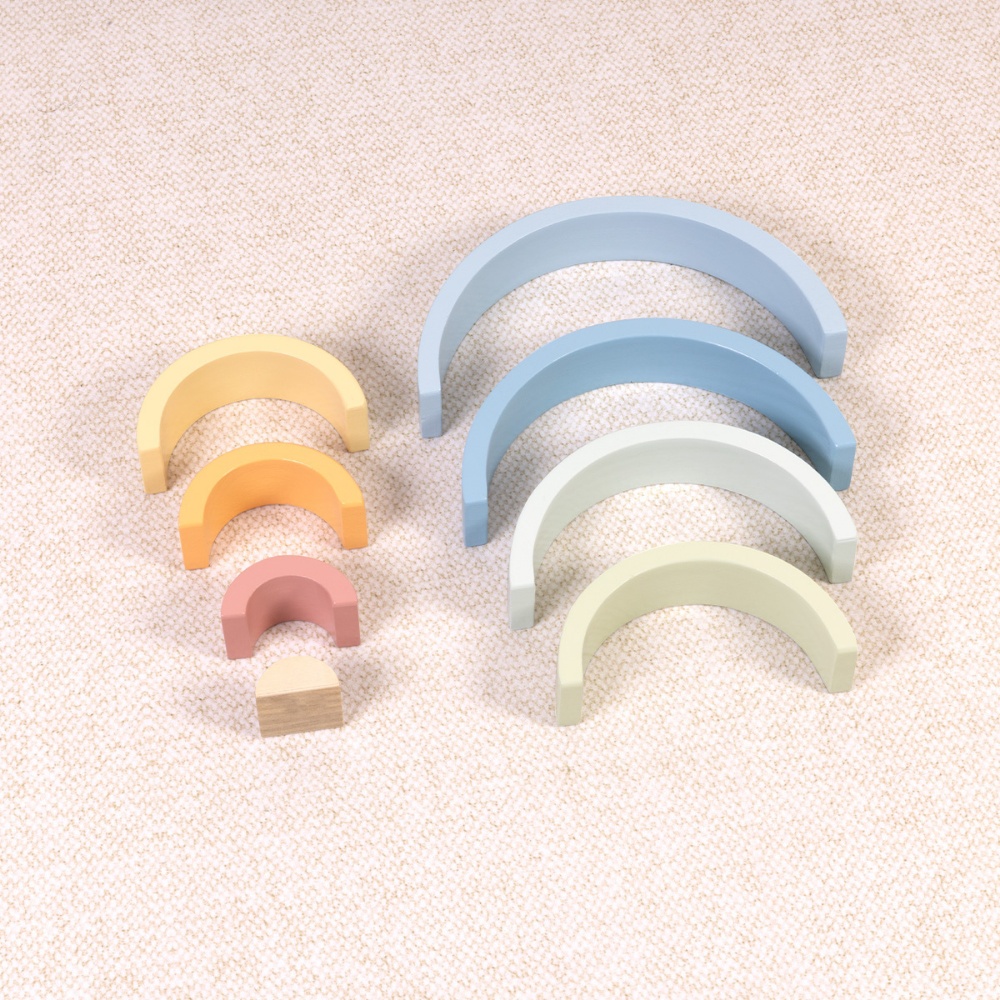 TookyToy - Pastel Rainbow Stacker - Wooden Ring Fine Motor Stacking Toy - Image 6