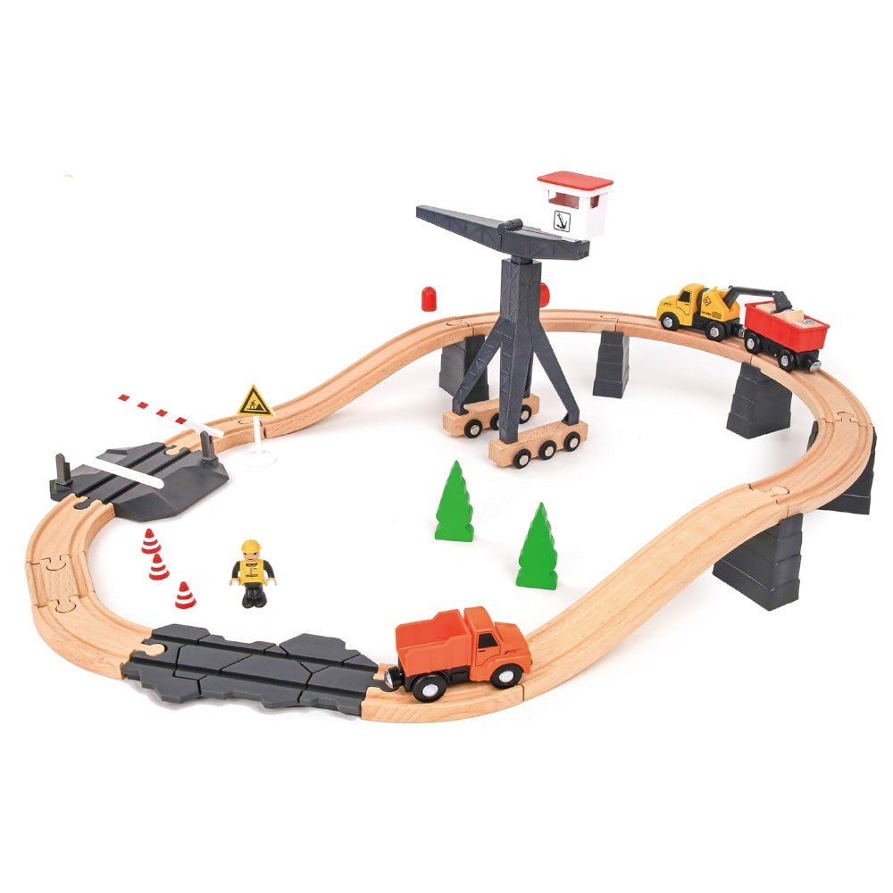 TookyToy - Wooden Train Set - Constructin Yard - Image 6