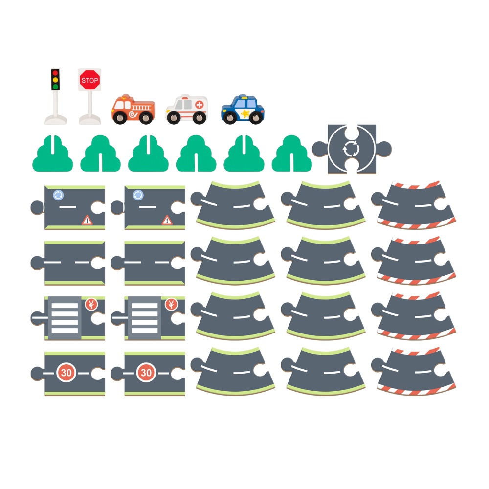 hi Pando - Wooden City Road Puzzle Set - 32pcs - Image 5