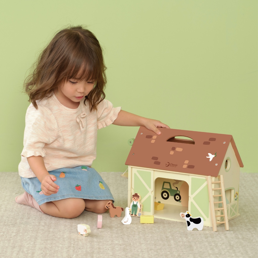 Classic World - Pretend & Play - Vintage Farm Dollhouse - Image 3
