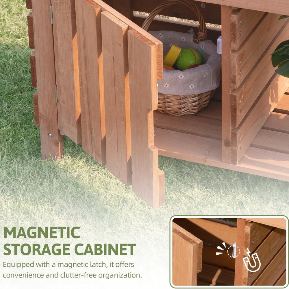 TookyToy - Outdoor Wooden Mud Kitchen with Accessories - 8 Pieces - Image 7
