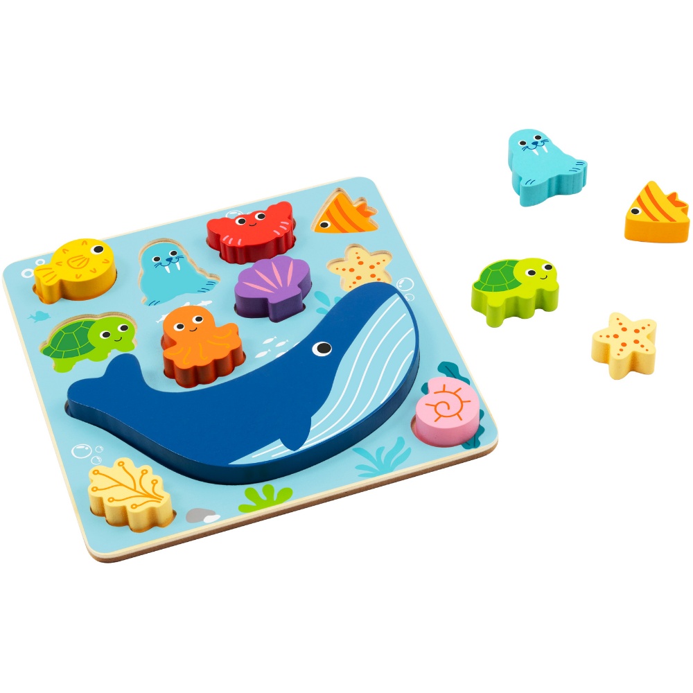 hi Pando - 2-in-1 Wooden Balancing Game and Puzzle: Ocean 12 Pieces - Image 2