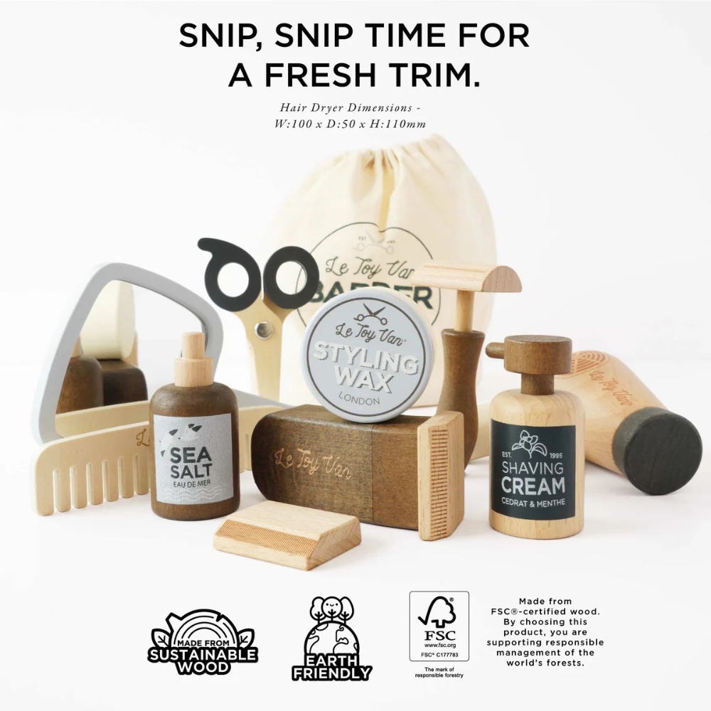 Le Toy Van - Wooden Hairdresser and Barber Kit - 12pcs - Image 7