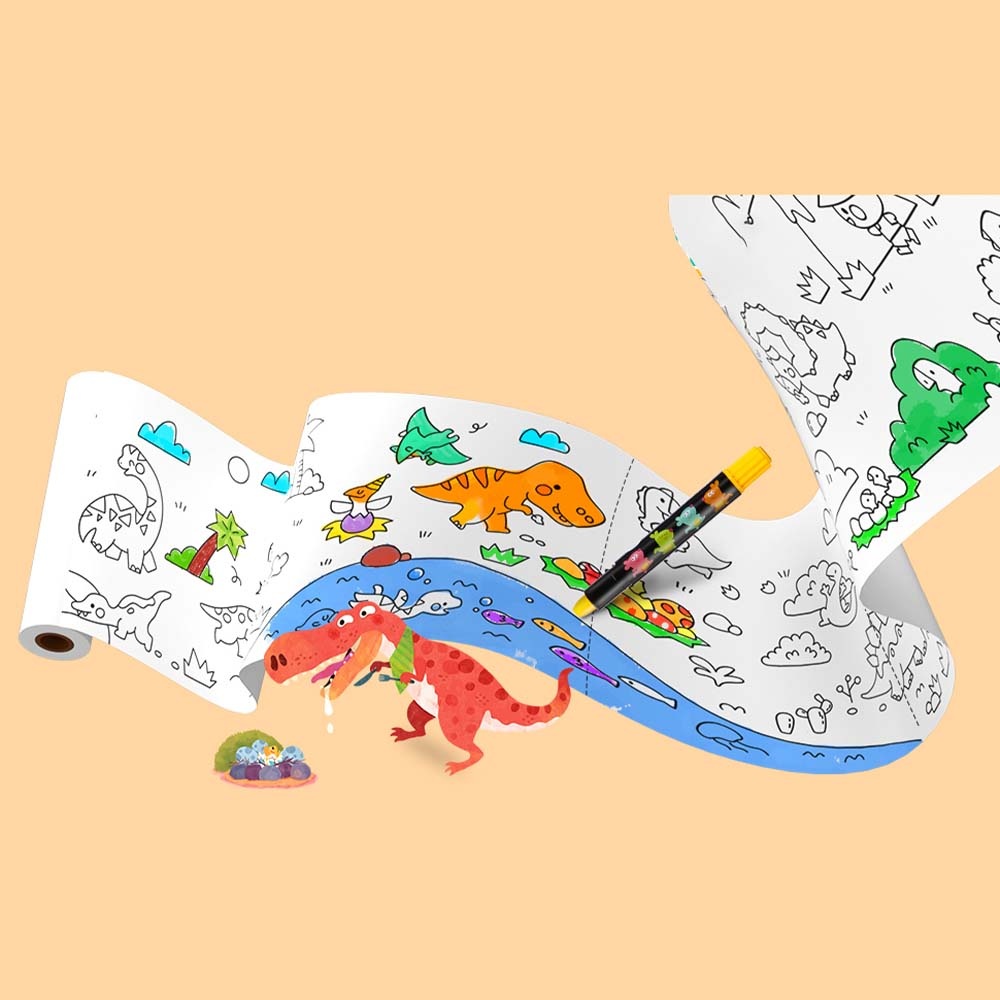 Jar Meló - Colouring Paper Roll - Tear & Stick - Dinosaur Adventures 3m - Image 4
