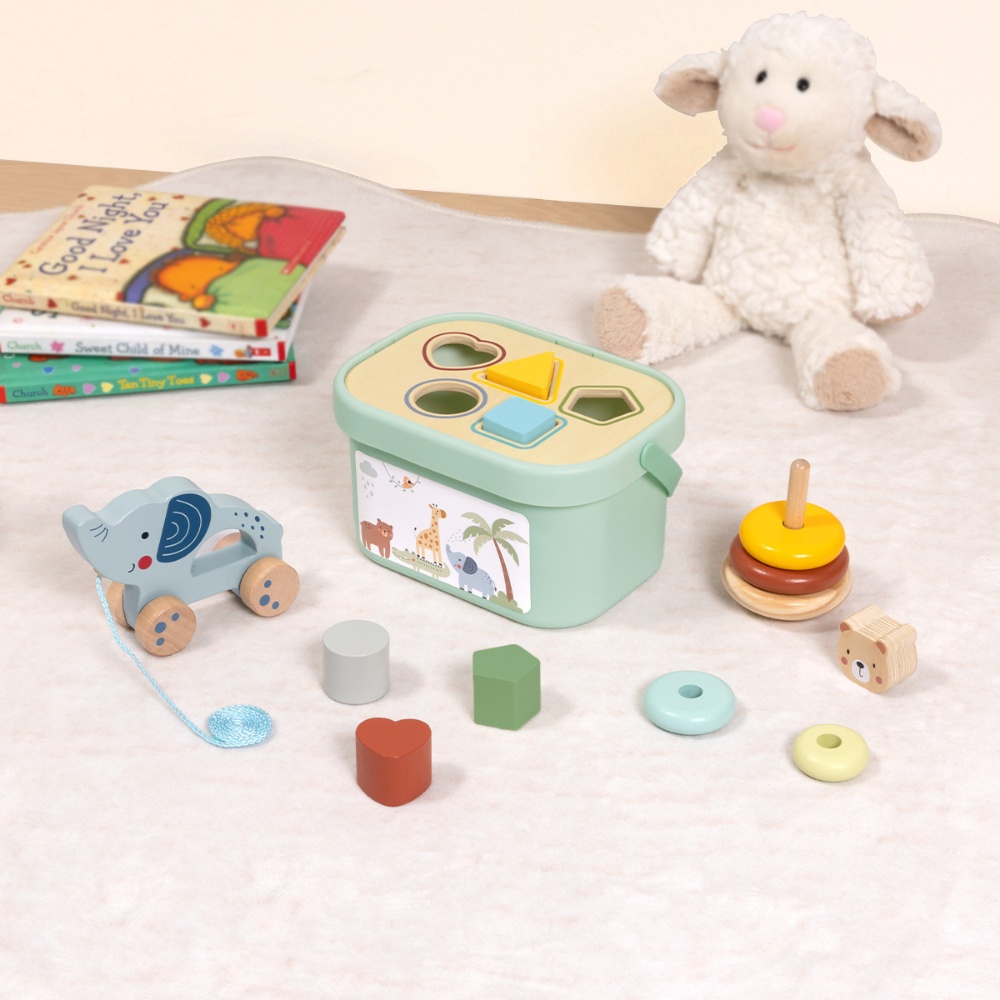 TookyToy - 3-in-1 Activity Set - Shape Sorter Stacker & Pull Along Toy - Image 3