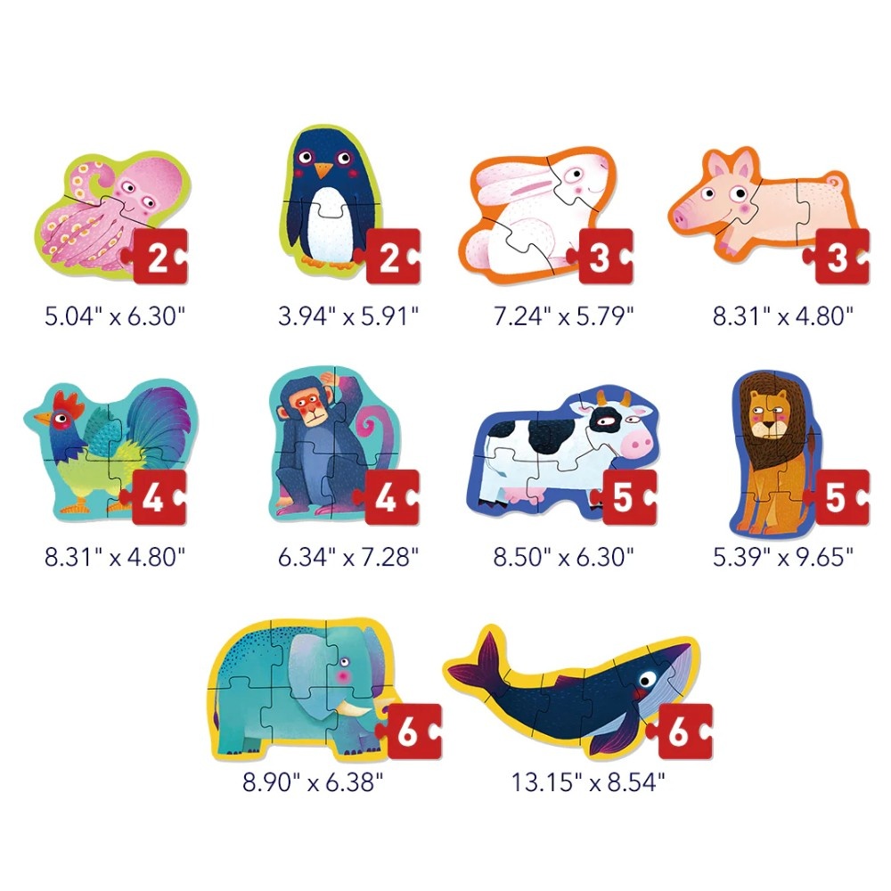 Mideer - Level Up Jigsaw Puzzle for Kids - 10-in-1 - Level 1 Simple Animals - Image 3
