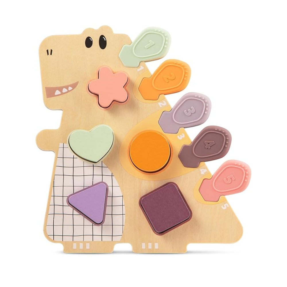 TopBright - Happy Dinosaur - Wooden Shape Sorting Activity Toy - 16pcs - Image 3