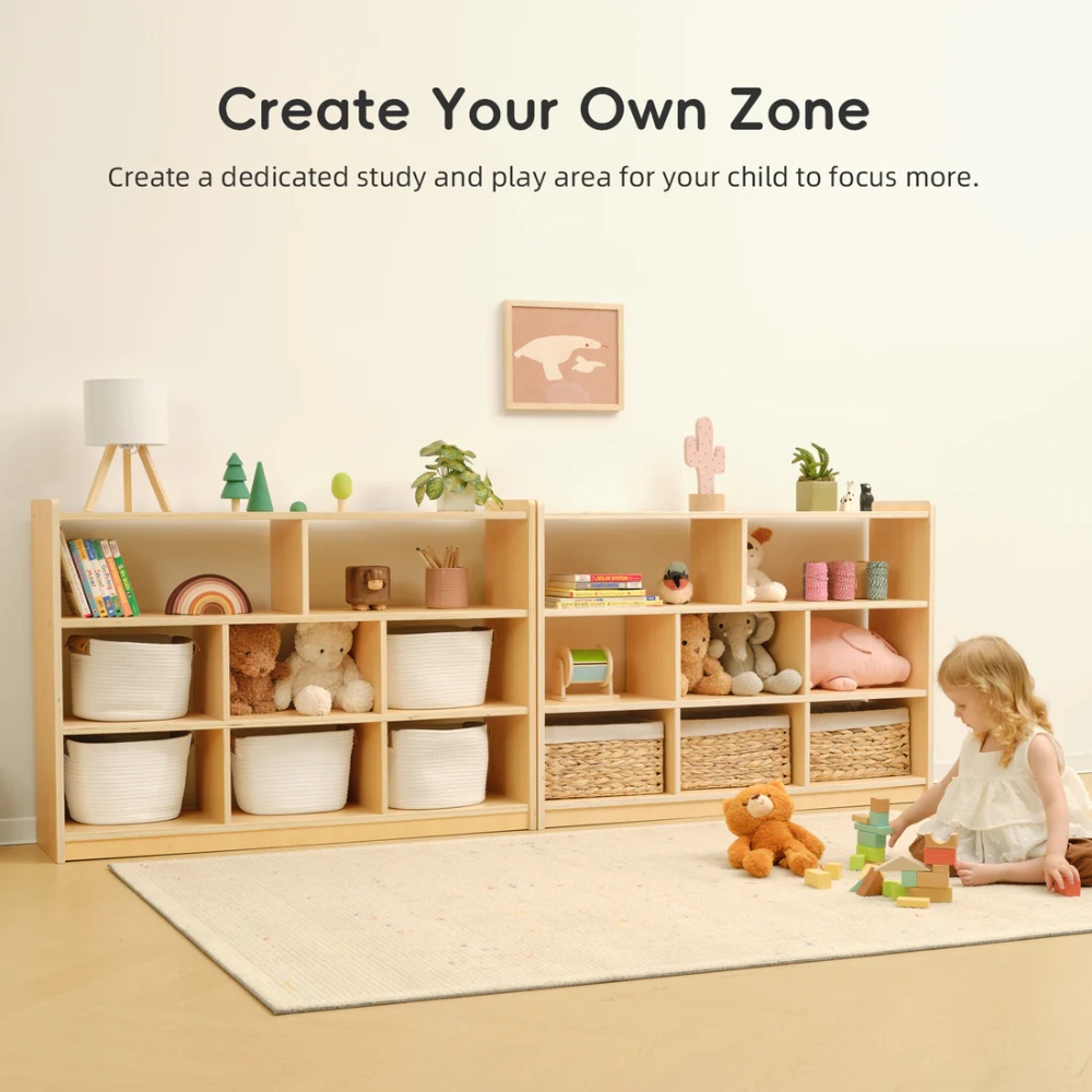 TookyToy - Wooden Shelf and Toy Storage for Kids Room: Open Plywood 90x113cm - Image 7