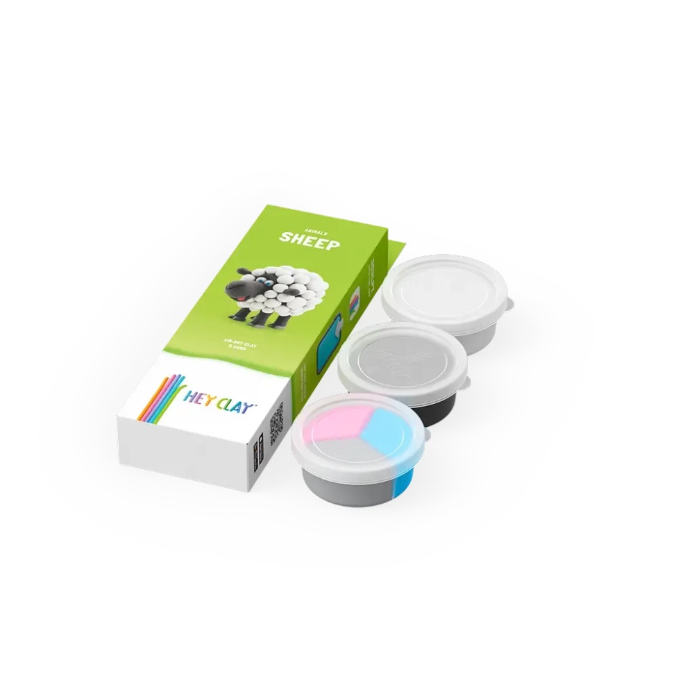 Hey Clay - Modelling Air-Dry Clay with Fun Interactive App - Sheep, series Animals, 3 cans - Image 5