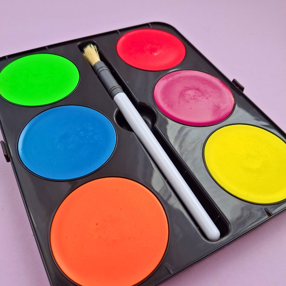 Toy Color - Watercolours Maxi Fluorescent - 6 Giant Glow Colour Tablets with Brush - 55mm Size - Image 4