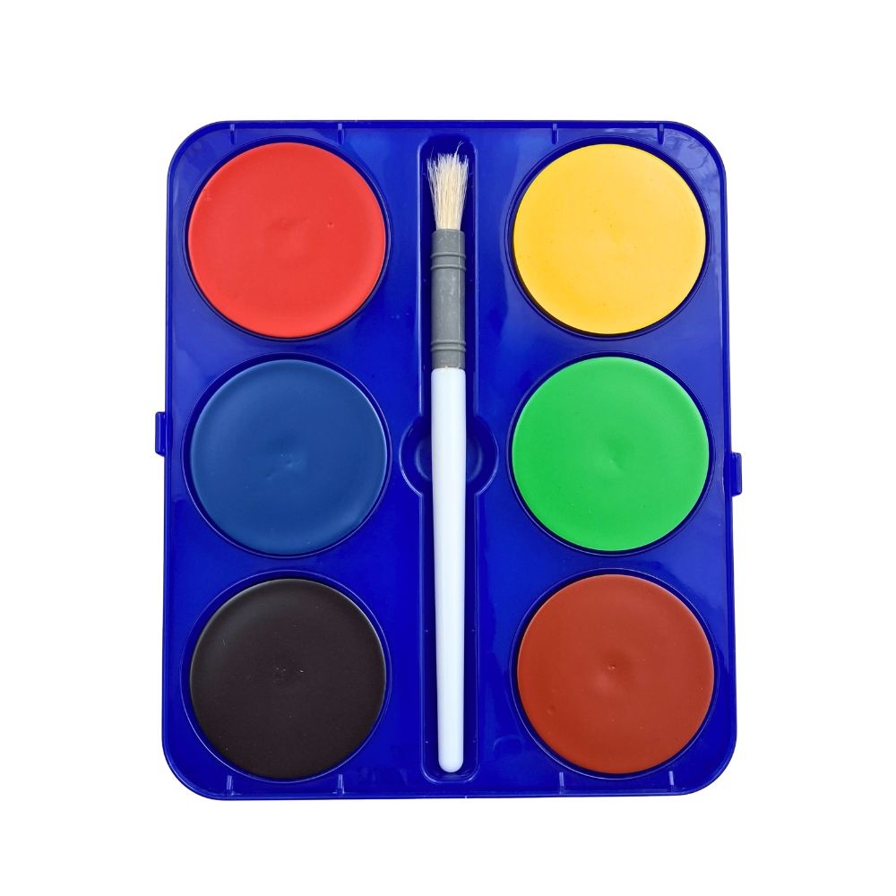 Toy Color - Watercolours Maxi - 6 Giant Colour Tablets with Brush - 55mm Size - Image 2