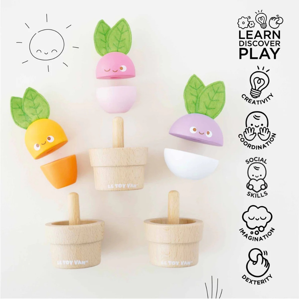 Le Toy Van - Wooden Stacking Veggies - 9pcs - Image 5