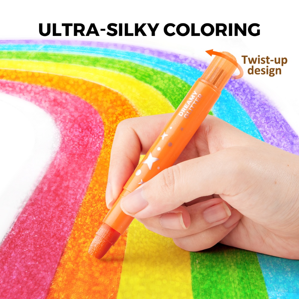 Jar Meló - Twistable Washable Glitter Crayons - 12 Colours - Image 5