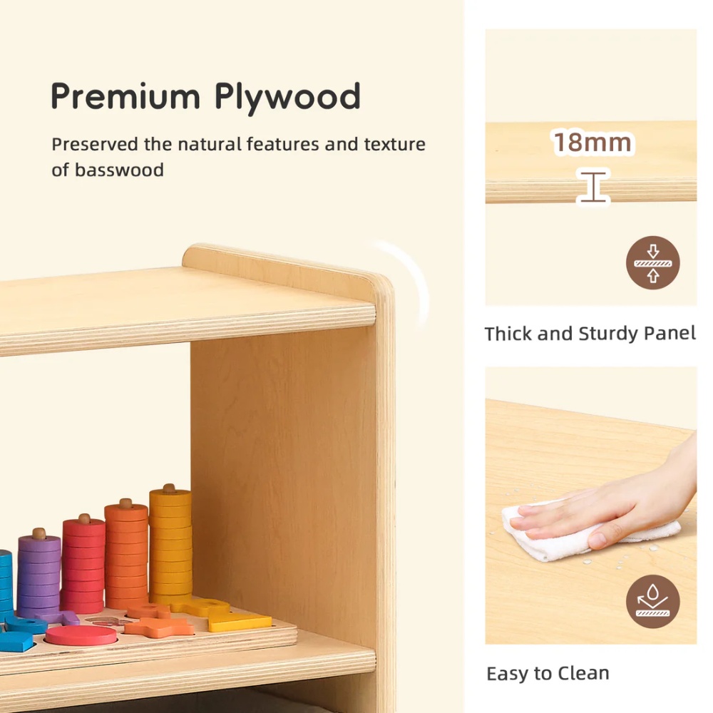 TookyToy - Wooden Shelf and Toy Storage for Kids Room: Open Plywood 90x113cm - Image 6